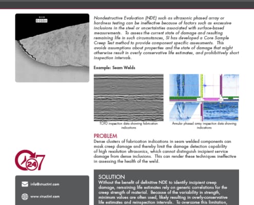 Structural Integrity Associates | Creep Strength Evaluation When NDE Is Ineffective Core Sample Creep Testing