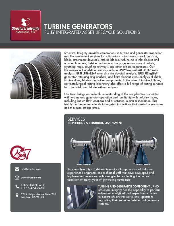 Structural Integrity Associates | Turbine Generators Services | At A Glance