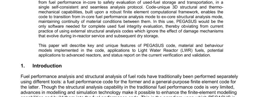 PEGASUS | A Generalized Fuel Cycle Performance Code | Topfuel 2021