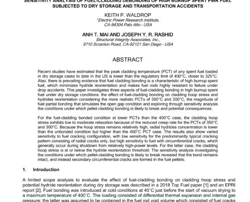 https://www.structint.com/wp-content/uploads/2021/12/Sensitivity-Analysis-of-Fuel-Cladding-Debonding-of-High-Burnup-Spent-PWR-Fuel-Subjected-to-Dry-Storage-and-Transport-Topfuel-2021-PEGASUS-Fuel-Performance-Code.pdf