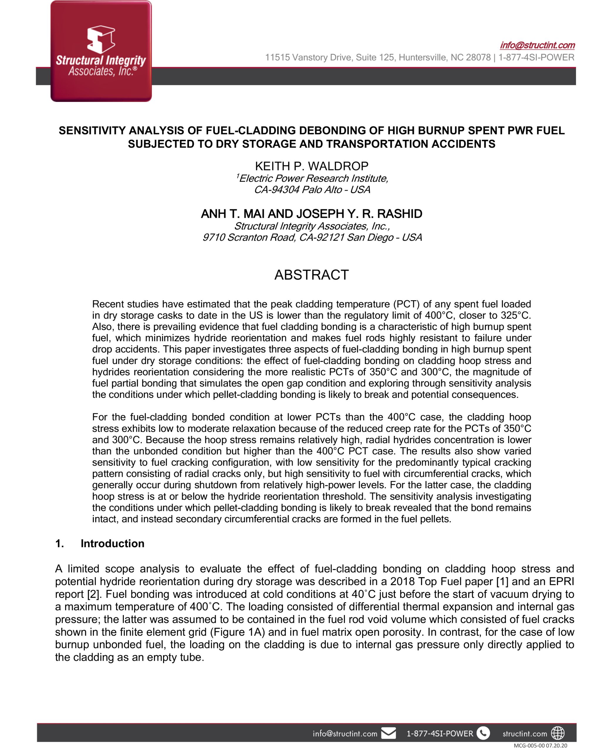 https://www.structint.com/wp-content/uploads/2021/12/Sensitivity-Analysis-of-Fuel-Cladding-Debonding-of-High-Burnup-Spent-PWR-Fuel-Subjected-to-Dry-Storage-and-Transport-Topfuel-2021-PEGASUS-Fuel-Performance-Code.pdf