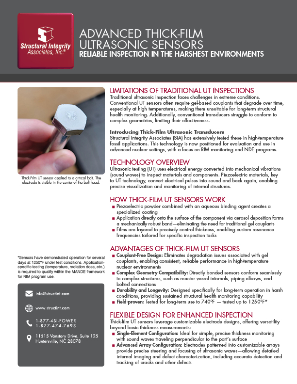 Advanced Thick Film Monitoring NDE